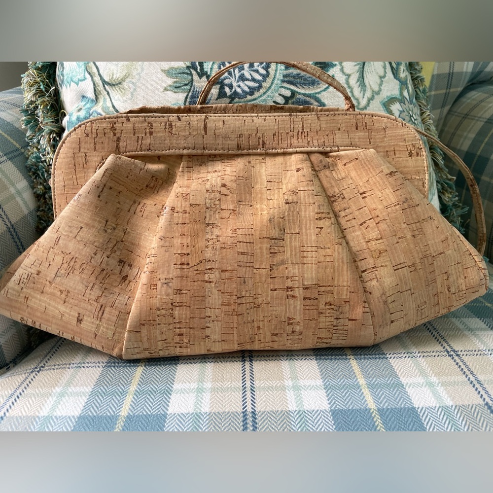 Elegant Tan Cork Clutch